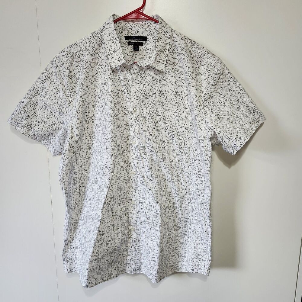Marc Anthony Slim Fit Short Sleeve White Pattern Button Down Shirt XL Mens